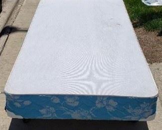 74" Long x37.5"W Serta Premium Choice Twin Mattress, Box Spring & Frame on wheels WAS $150 NOW $125