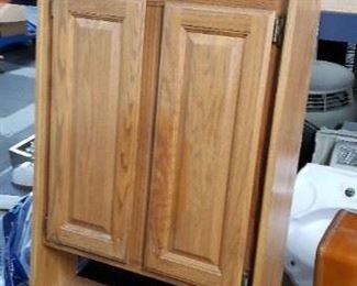 Solid Oak Tall Wall Mount Bathroom Cabinet 25.5"W x 8"D x 48"H WAS $150 NOW $120