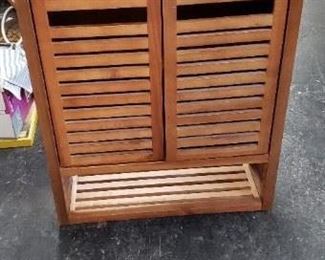 Teak? Slatted Wood Wall Mount Bathroom Cabinet with Under Shelf 23.5"W x 8.5"D x 26 5/8"H WAS $95 NOW $80