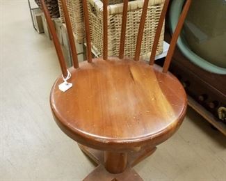 Unique MCM Solid Wood Swivel Chair $195