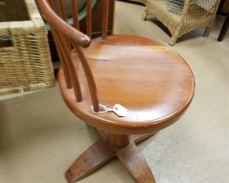 Unique MCM Solid Wood Swivel Chair $195