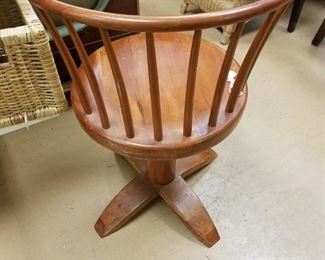 Unique MCM Solid Wood Swivel Chair $195