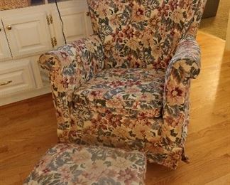 Wing Back Side Chair with Matching Stool