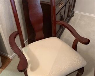 Cherry Two Pedestal Dining Table with 8 Chairs
Comes with 2 Leaves & 8 Table Pads
There are 2 Armchairs & 6 Side Chairs
Matches Sideboard in Lot #25
With leaves, the table length is 92in L x 30in H x 42in W