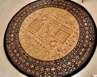 Elite Beige & Black 7.5ft Round Oriental Area Rug