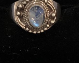 Sterling Silver Ring with Light Blue Stone