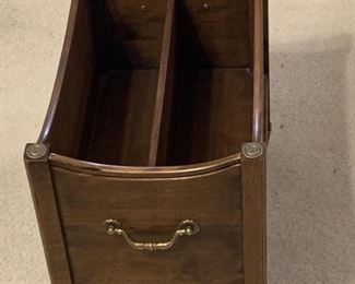 Ethan Allen Wooden Magazine Rack on Wheels
