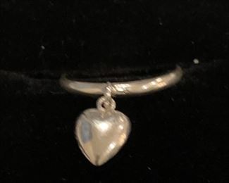 Pair of Sterling Silver Rings w Vintage Milk Glass Ring Dish. Both Rings are Size 8.75