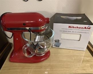 Red KitchenAid Stand Mixer with 5-Qt Glass Bowl