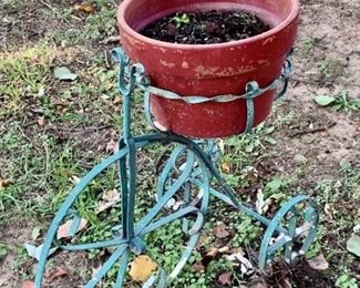 Turquoise Metal Bicycle Pot Holder