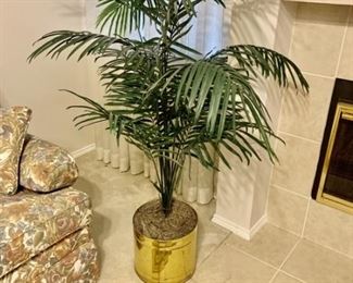 5ft Faux Palm Tree in a Shiny Brass Pot