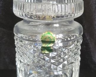 Waterford Jam Jar is 4in Tall with Waterford Stamp
Lid has the slot for jam spoon but does not include spoon