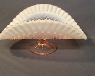 Vintage Fenton Pink Opalescent Hobnail Banana Boat