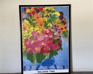 Walasse Ting LARGE Framed Flower Print, 1988
