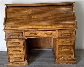 Vintage Oak Roll Top Desk