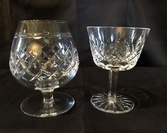 (2) Crystal: 4.25in Wine Stem Marked Waterford, & 4.5in Brandy Snifter Marked Tudor England
