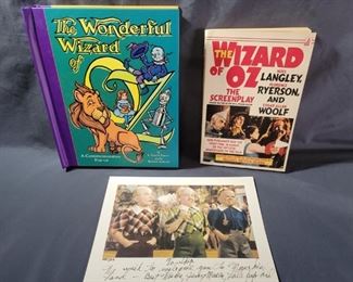 3 Wizard of Oz Lot: 1-Pop Up Book, 1-Screenplay, & 1-Autographed Photo