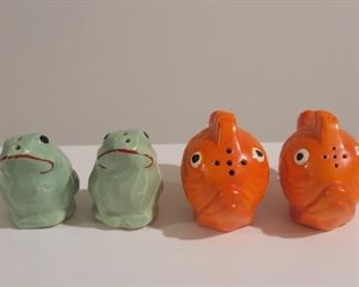 (2) Salt & Pepper Sets, Fish & Frog