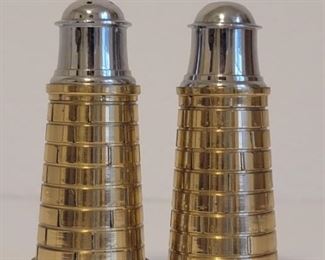 Brass & Chrome Lighthouse Salt & Pepper Shakers