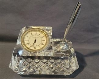Waterford Clock & Pen Desk Set, Marked