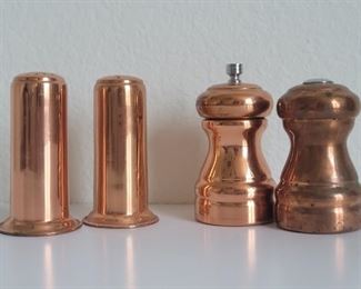 (2) Sets of Salt & Pepper Shakers: Copper, & Olde Thompson Brass