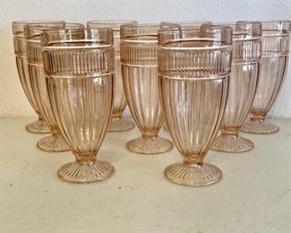 (9) Anchor Hocking Annapolis Rosewater Footed Soda