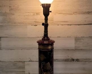 Vintage Cranberry Glass & Brass Torchiere Lamp