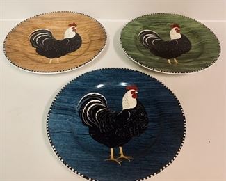 (3) Farmhouse Kitchen Warren Kimble Rooster Plates