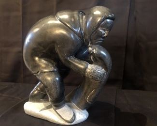 Eskimo Art Soapstone Sculpture is 11in w x 12in t