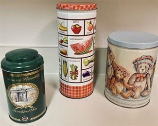 (3) Lidded Cylindrical Kitchen Tins