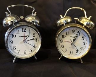 (2) Vintage-Style Battery Operated Alarm Clocks