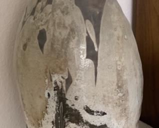 Large Earth-Tone Pottery Floor Vase Stands 14.5in