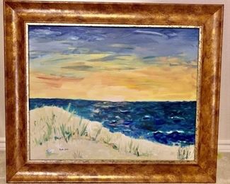 Framed Seaside Painting