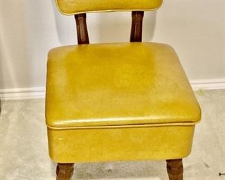 Mid Century Sewing Chair with Seat Storage