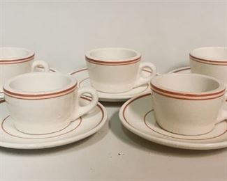 (5) Lozapenco Espresso Cup & Saucer Sets, Chili