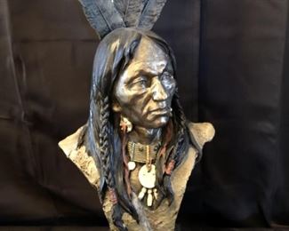 Indian Chief Bust Sculpture by Samuel Lightfoot