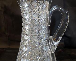 ABP Crystal Pitcher-Saw Tooth Rim & Applied Handle