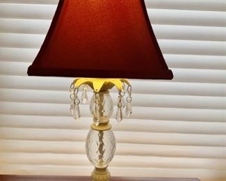 Vintage Crystal and Metal Lamp with Shade