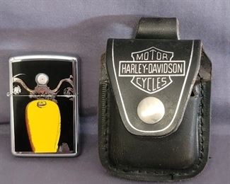 New Harley Davidson Zippo Lighter in Leather Case