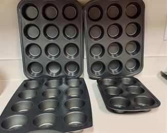 (4) Non-Stick Muffin Pans, 3-dozen & 1-half dozen