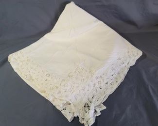 Battenberg Lace Table Cloth is about 80in x 63in