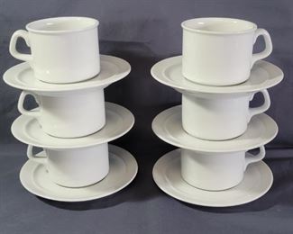 (6) Dansk White Porcelain Coffee Cup & Saucer Sets