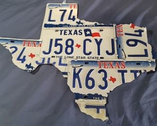 Texas Wall Decor Made from Texas License Plates