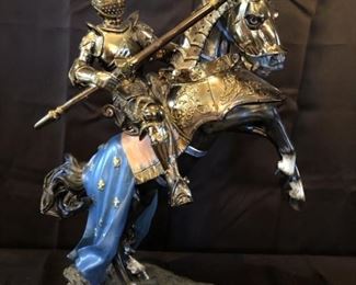 Metalllic Finish Medieval Knight on Rampant Horse