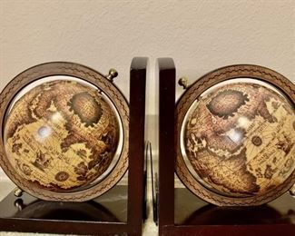 Pair of Spinning Globe Bookends