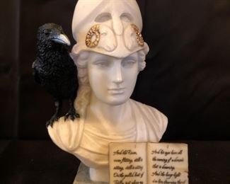 The Raven Nevermore on Pallas Athena Bust Statue