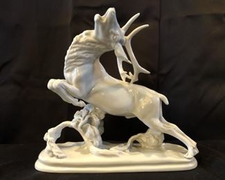 PorcelainStag Figurine Marked Wren Stands 6in Tall