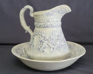 Morality Scene Pitcher and Wash Basin