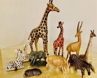 Safari Animals. Wood, Resin and Paper Mache