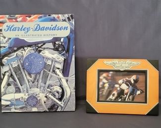 (2) Harley Davidson Lot: Coffee Table Book & Frame